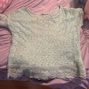 Chloe K Light Blue Lace Top